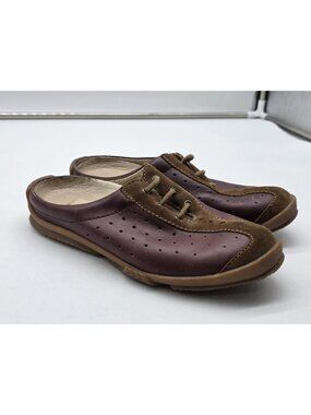 Palladium Shoes Womens Size 8 Brown Leather Mule Lace Up Casual Comfort Damaged